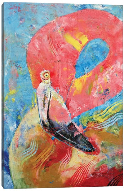 Pink Flamingo Canvas Art Print - Michael Creese