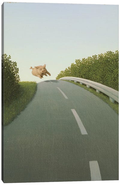 Highway Pig Canvas Art Print - Pigs