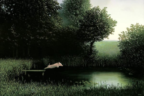 Large Wall Art & Big Canvas Prints: Koehler's Pig I by Michael Sowa