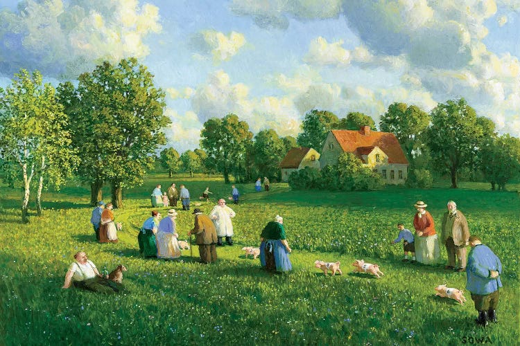 Annual Piglet Race In The Oderbruch, 1907 by Michael Sowa wall art