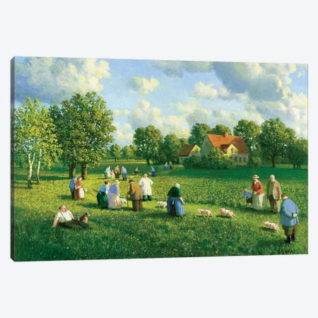 Annual Piglet Race In The Oderbruch, 1907 Canvas Print #MCS2} by Michael Sowa Canvas Art Print