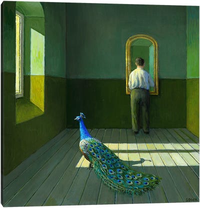 The Peacock Canvas Art Print - Michael Sowa