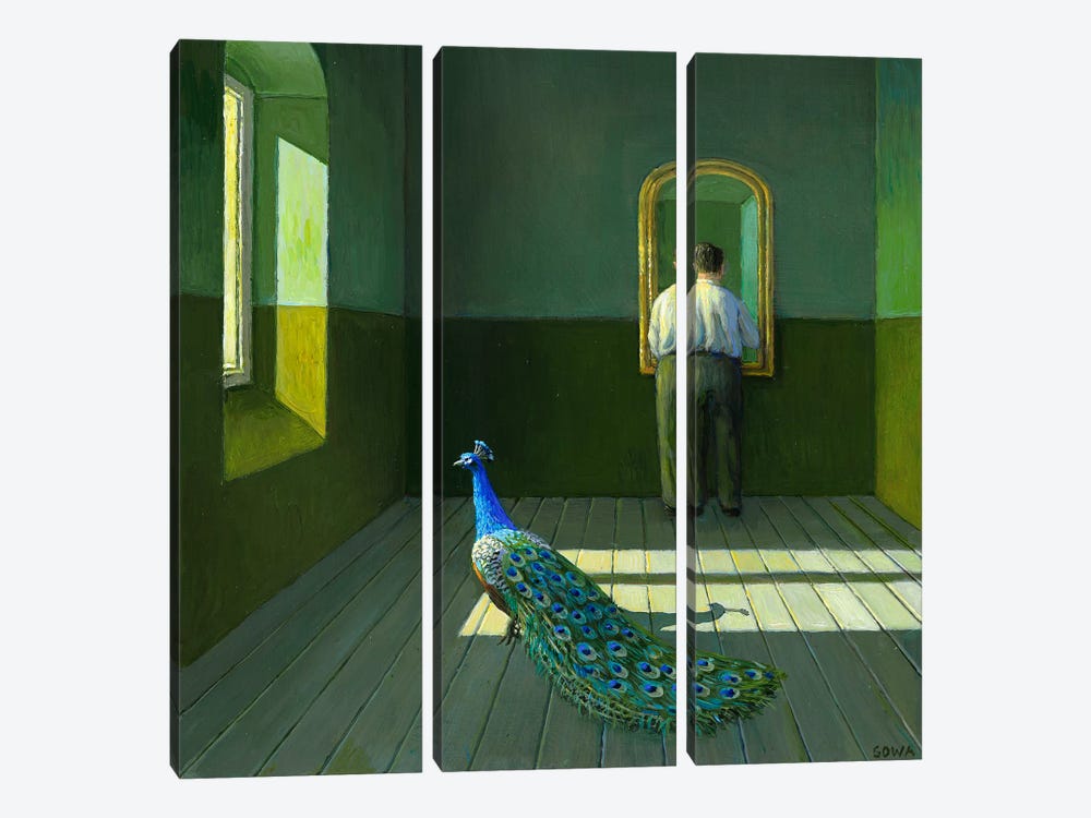 The Peacock by Michael Sowa 3-piece Canvas Art