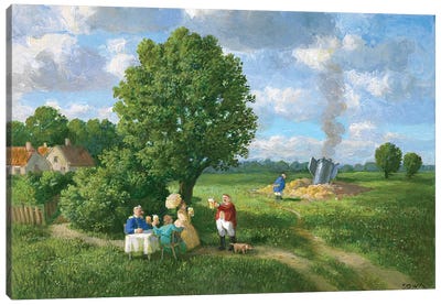 At the Stage Near Budweis Canvas Art Print - Michael Sowa