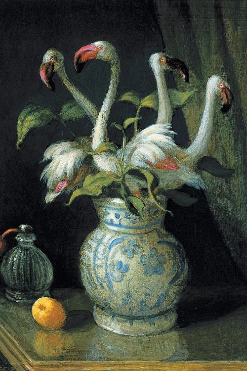 Flamingo Flowers by Michael Sowa wall art