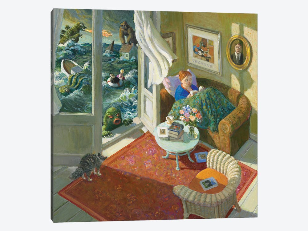 Rather Read by Michael Sowa 1-piece Canvas Wall Art
