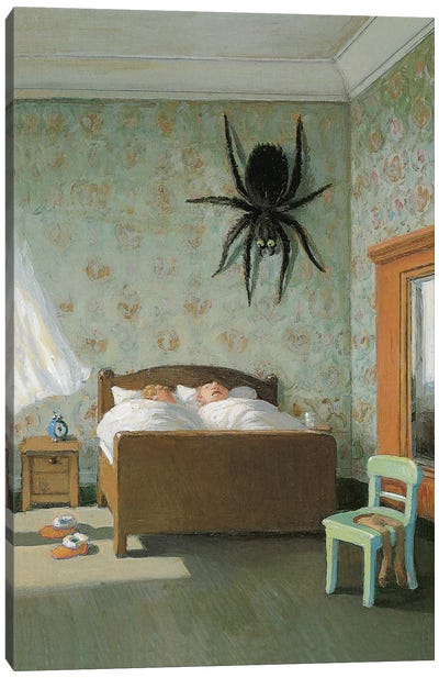 Spider In The Morning Canvas Art Print - Insect & Bug Art