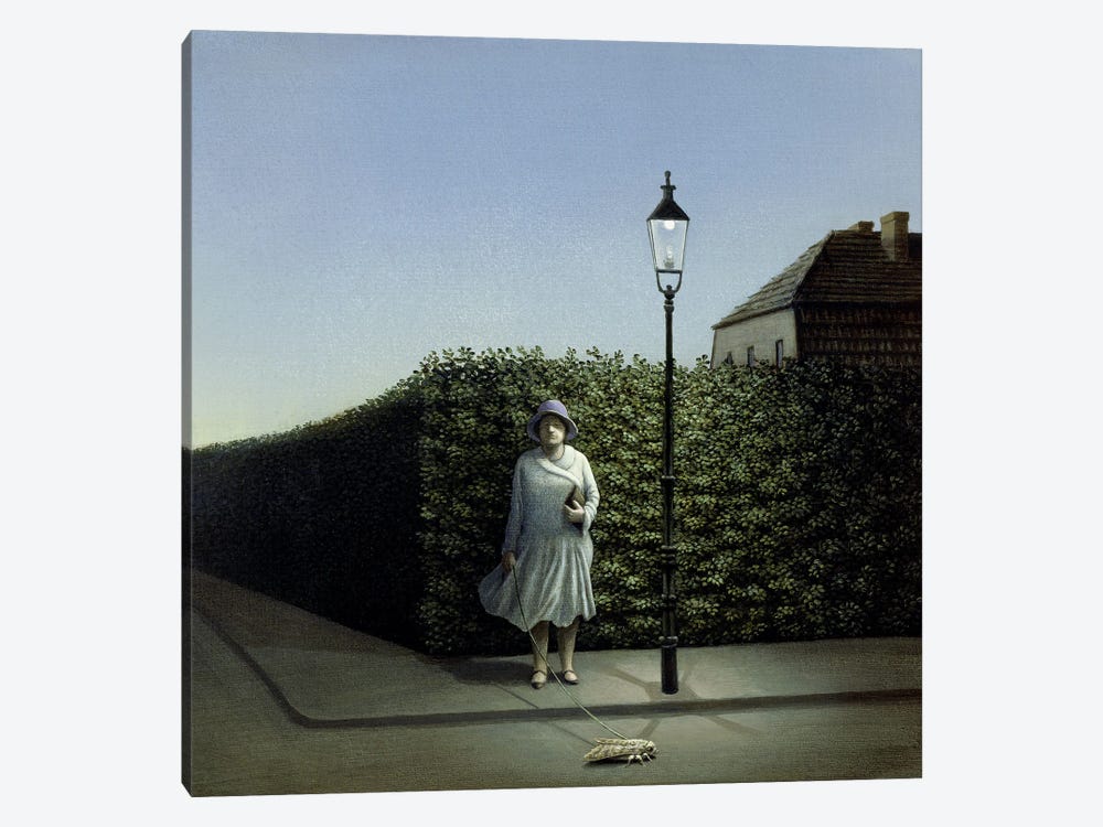 Woman With Moth by Michael Sowa 1-piece Canvas Art