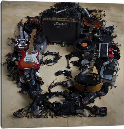 Jimi Hendrix 3D Portrait Canvas Art Print - Rock-n-Roll Art