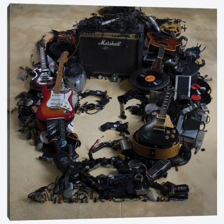 Jimi Hendrix 3D Portrait Canvas Print #MCT13} by Mr. Copyright Art Print