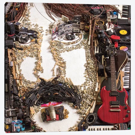 Frank Zappa 3D Portrait Canvas Print #MCT9} by Mr. Copyright Canvas Artwork