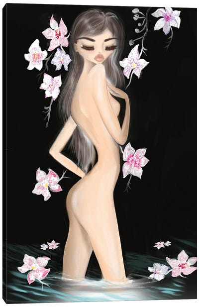 Orchids In The Night Canvas Art Print - Mariya Chistova