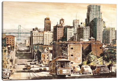 San Francisco View to Bay Brid Canvas Art Print - California Art