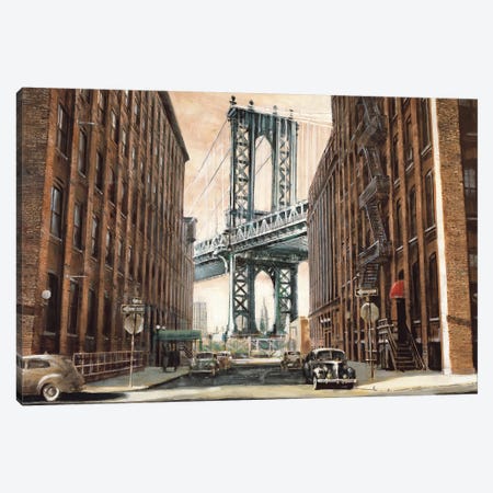 View to the Manhattan Bridge Canvas Print #MDA26} by Matthew Daniels Art Print