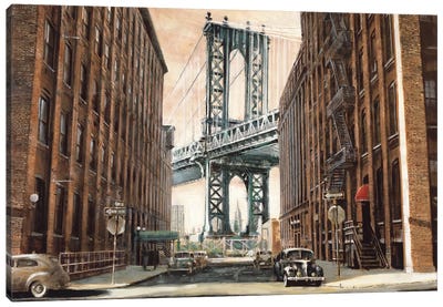 View to the Manhattan Bridge Canvas Art Print
