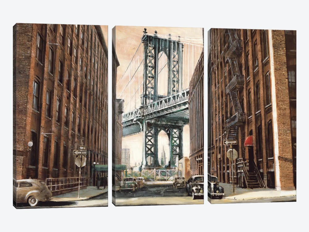 View to the Manhattan Bridge by Matthew Daniels 3-piece Canvas Art
