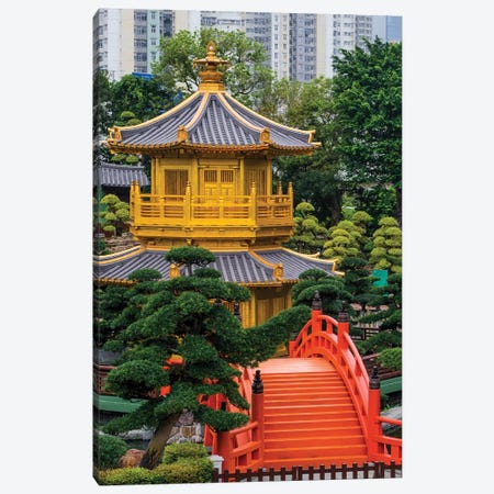 Golden Pavilion Of Absolute Perfection, Nan Lian Garden, Diamond Hill, Kowloon, Hong Kong, China Canvas Print #MDE14} by Michael DeFreitas Canvas Art