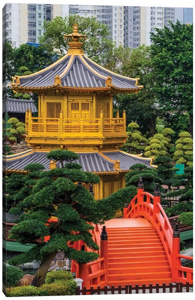 Golden Pavilion Of Absolute Perfection, Nan Lian Garden, Diamond Hill, Kowloon, Hong Kong, China Canvas Art Print - Hong Kong