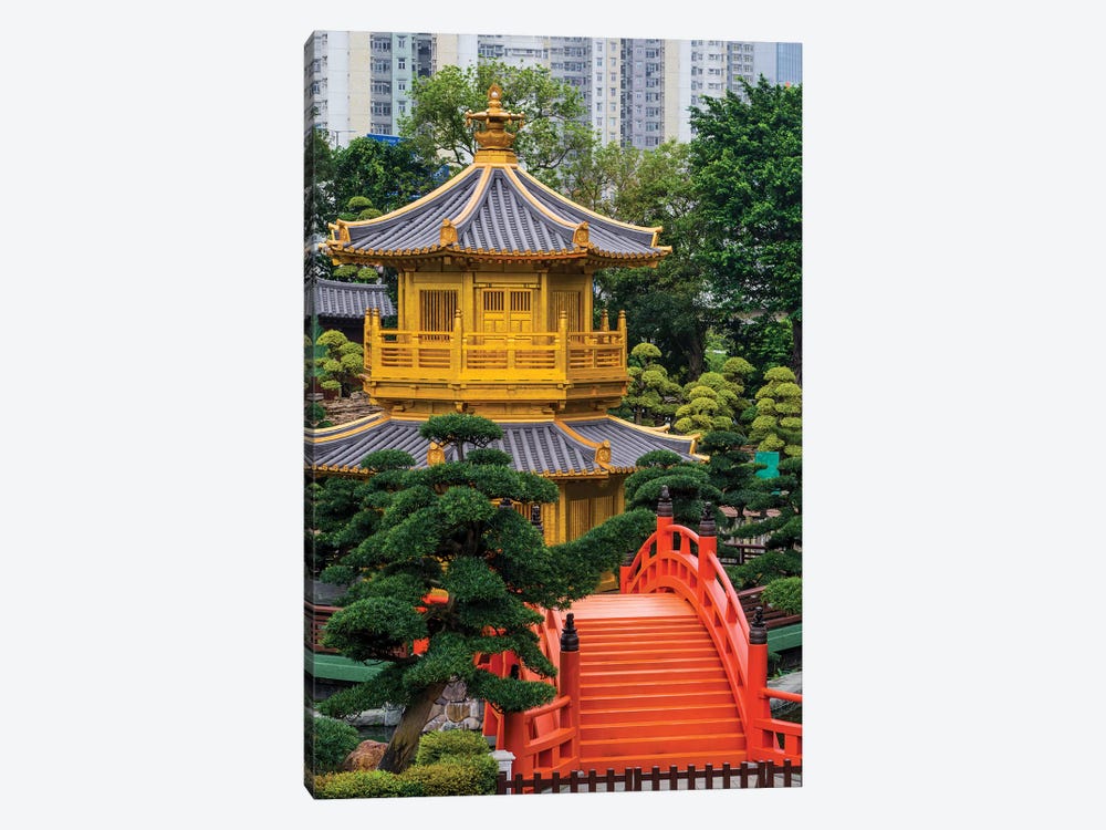 Golden Pavilion Of Absolute Perfection, Nan Lian Garden, Diamond Hill, Kowloon, Hong Kong, China by Michael DeFreitas 1-piece Canvas Art