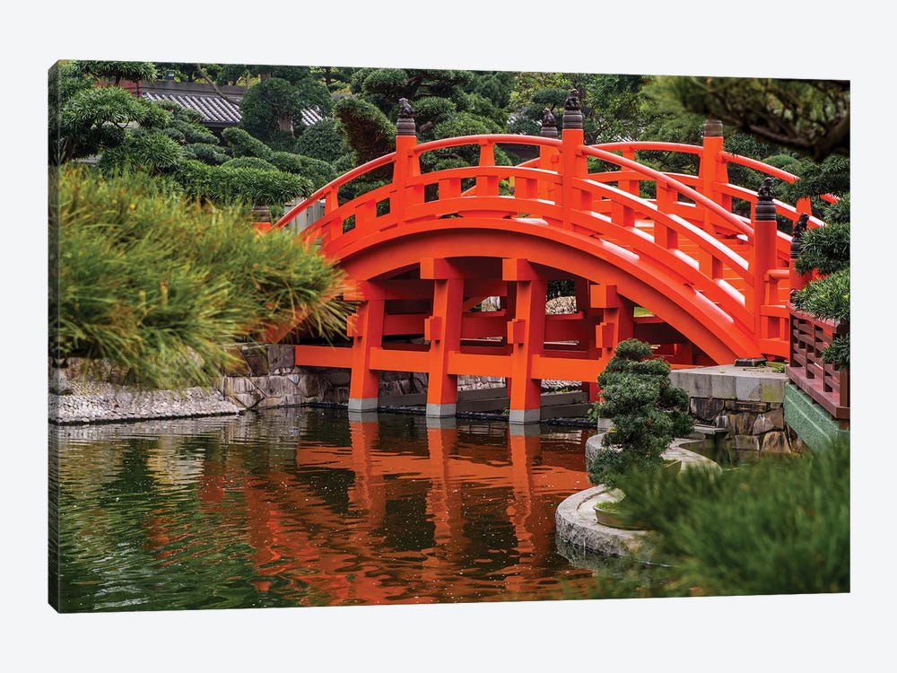 Red Bridge, Nan Lian Garden, Diamond Hill, Kowloon, Hong Kong, China by Michael DeFreitas 1-piece Canvas Art Print
