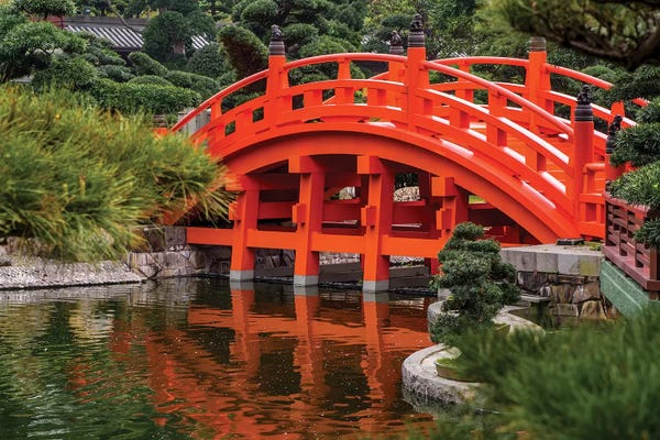 China: Red Bridge, Nan Lian Garden, Diamond Hill, Kowloon, Hong Kong, China by Michael DeFreitas