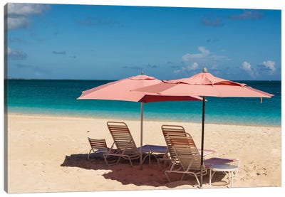Beach Umbrellas On Grace Bay Beach I, Providenciales, Turks And Caicos Islands, Caribbean Canvas Art Print