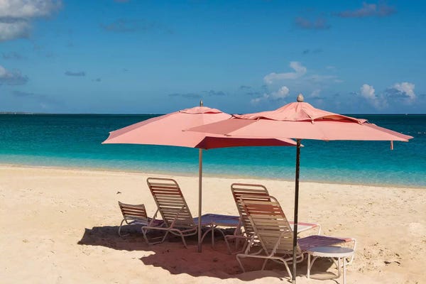 Umbrellas On Grace Bay Beach I, Providenciales, Turks And Caicos Islands, Caribbean