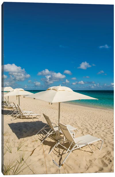 Beach Umbrellas On Grace Bay Beach II, Providenciales, Turks And Caicos Islands, Caribbean Canvas Art Print