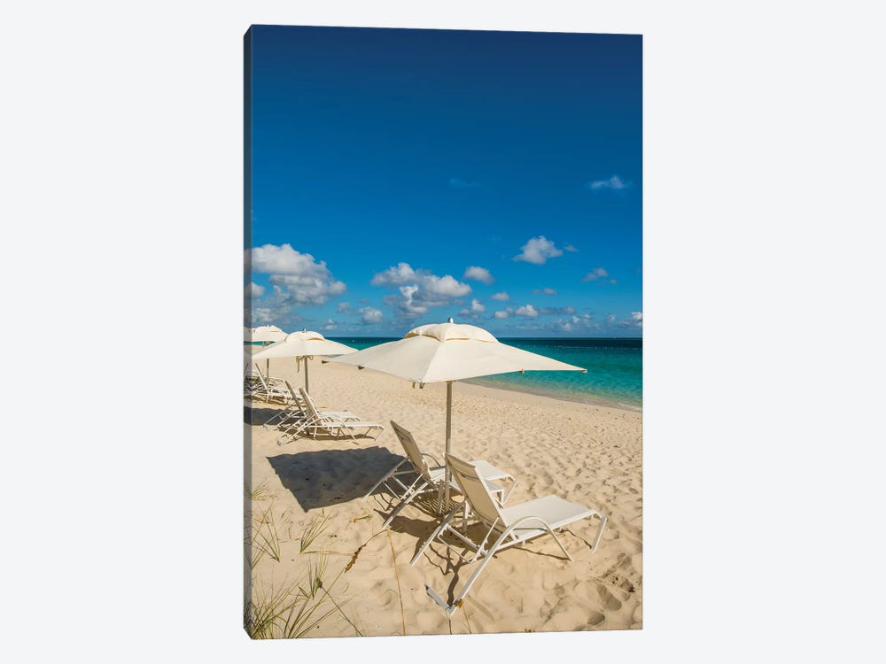 Beach Umbrellas On Grace Bay Beach II, Providenciales, Turks And Caicos Islands, Caribbean by Michael DeFreitas 1-piece Canvas Art
