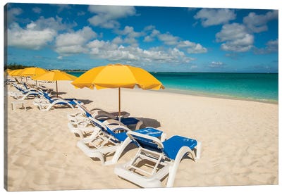 Beach Umbrellas On Grace Bay Beach III, Providenciales, Turks And Caicos Islands, Caribbean Canvas Art Print