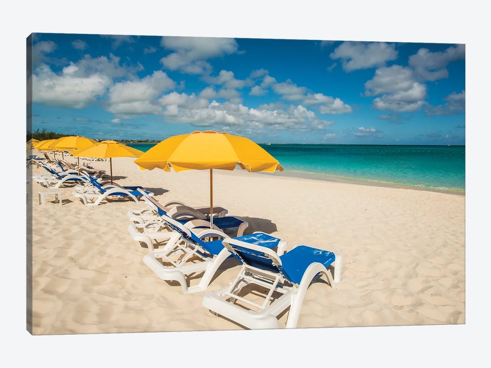Beach Umbrellas On Grace Bay Beach III, Providenciales, Turks And Caicos Islands, Caribbean by Michael DeFreitas 1-piece Art Print
