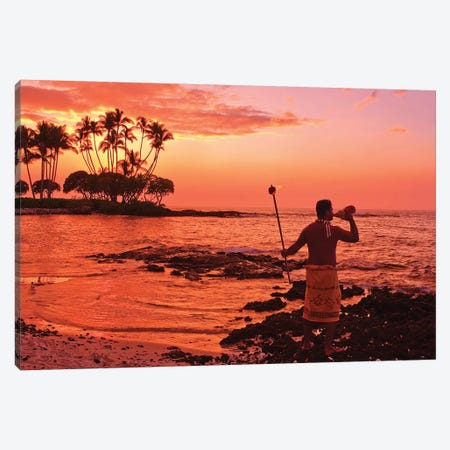 Blowing Of The Conch, Big Island, Hawai'i, USA Canvas Print #MDE4} by Michael DeFreitas Canvas Wall Art