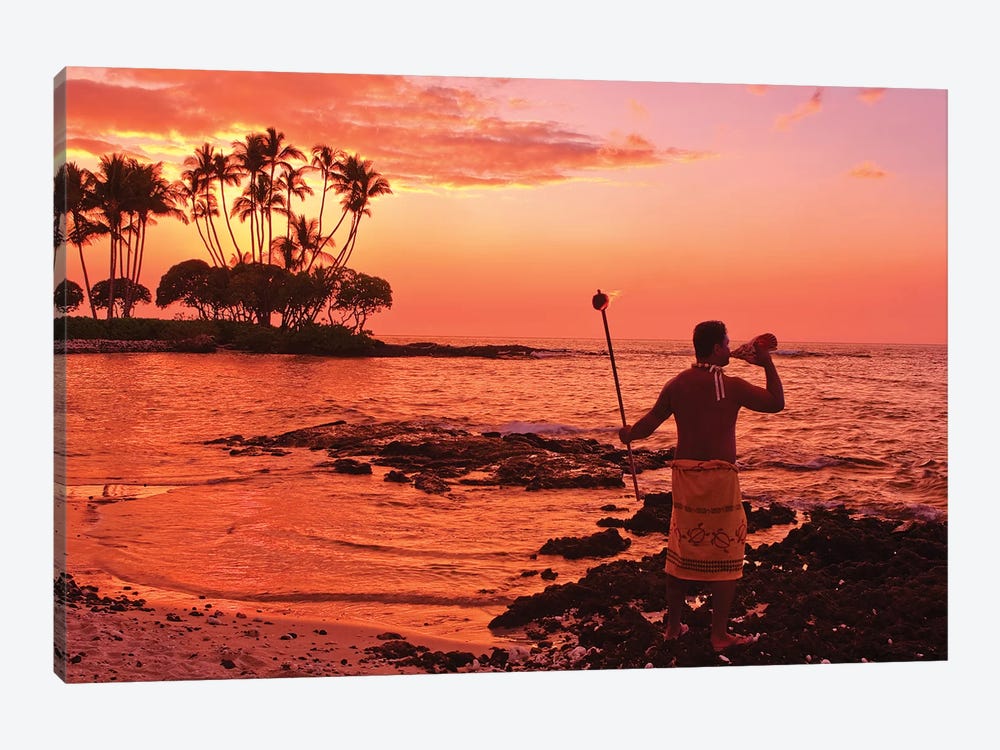 Blowing Of The Conch, Big Island, Hawai'i, USA by Michael DeFreitas 1-piece Canvas Wall Art