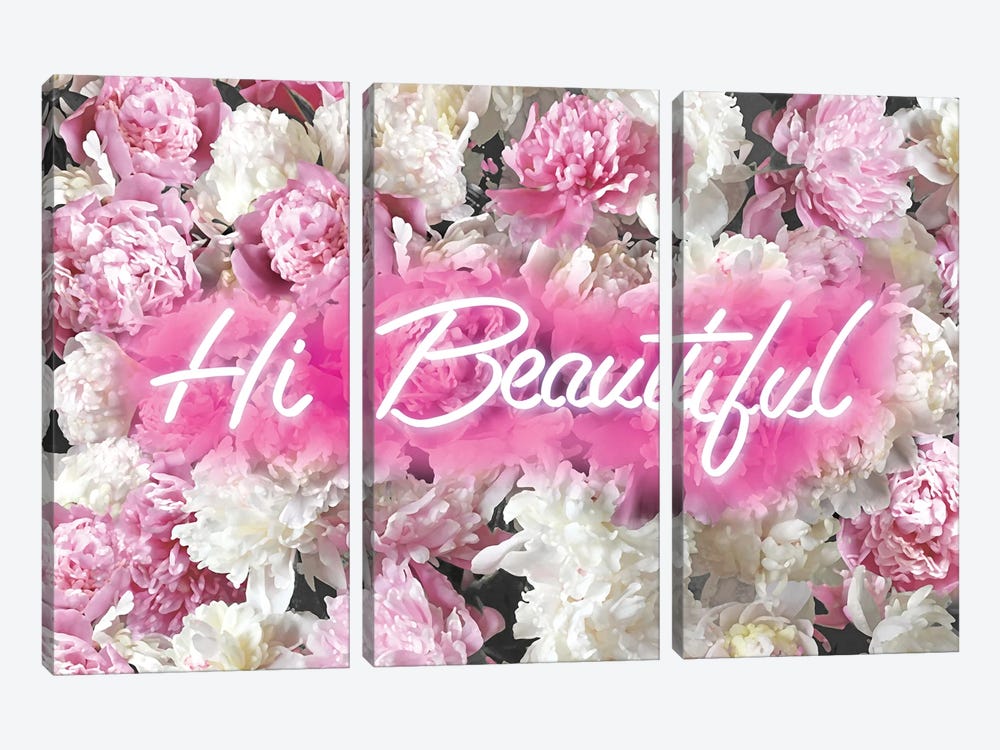 Hi Beautiful Neon by Madeline Blake 3-piece Canvas Print