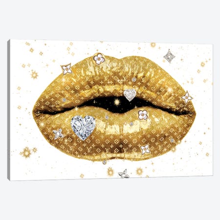 Luxury Lips - Gold Canvas Print #MDL105} by Madeline Blake Art Print