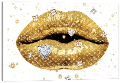Luxury Lips - Gold Canvas Art Print - Lips Art
