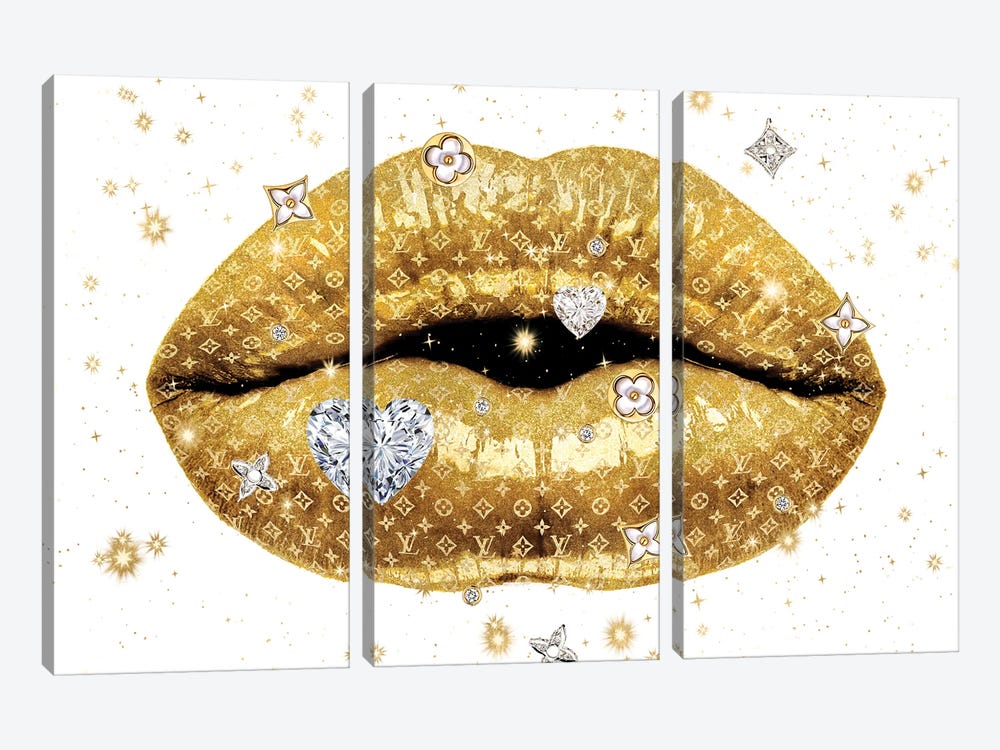 Luxury Lips - Gold by Madeline Blake 3-piece Canvas Artwork