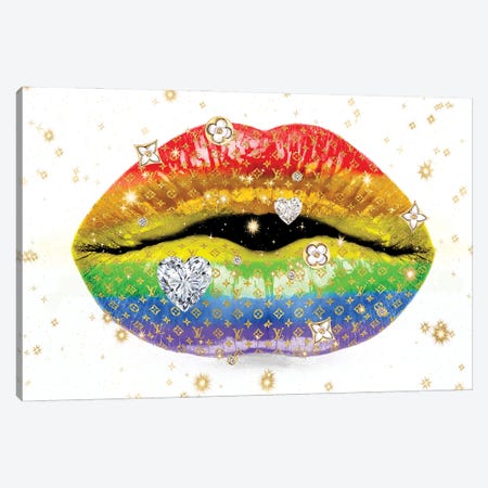 Luxury Lips - Rainbow Canvas Print #MDL106} by Madeline Blake Canvas Print