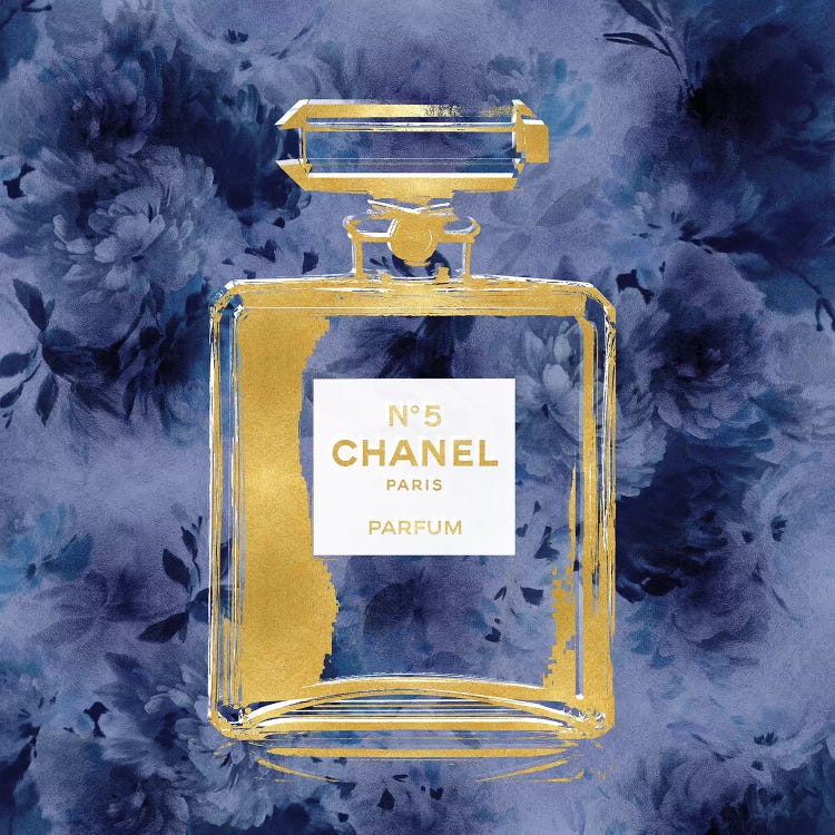 Gold Perfume On Blue Flowers by Madeline Blake wall art