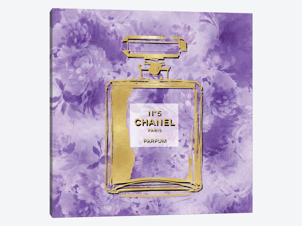Gold Perfume On Purple Flowers Can - Canvas Art Print | Madeline Blake