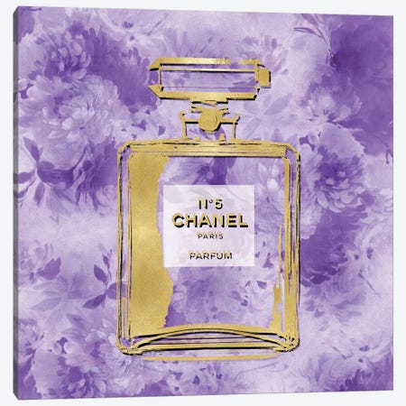Gold Perfume On Purple Flowers Canvas Print #MDL18} by Madeline Blake Canvas Wall Art