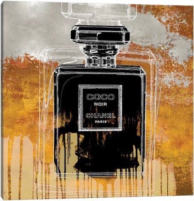 Noir On Amber Canvas Art Print - Perfume Bottle Art