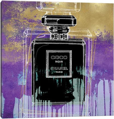 Gold Perfume on Black Canvas Artwork by Madeline Blake