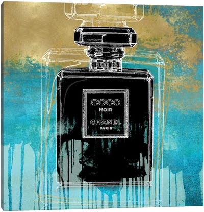 Noir On Teal Canvas Art Print - Perfume Bottle Art