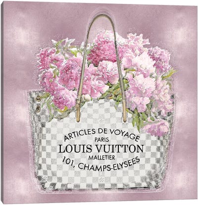 Pink Bouquet On Pink Canvas Art Print - Louis Vuitton Art