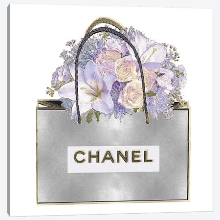 Silver Bag And Purple Bouquet Canvas Print #MDL33} by Madeline Blake Canvas Artwork