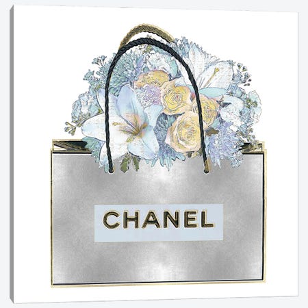 Silver Bag With Aqua Bouquet Canvas Print #MDL34} by Madeline Blake Art Print
