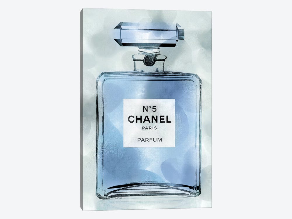 Coco Chanel Blue Perfume Bottle Art With White Frame