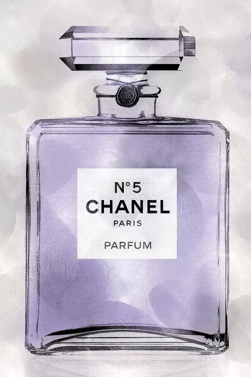 Framed Canvas Art (Gold Floating Frame) - Purple Perfume Bottle by Madeline Blake ( Fashion > Hair & Beauty > Perfume Bottles art) - 26x18 in