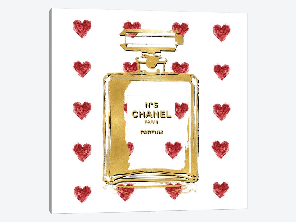 Perfume with Red Hearts by Madeline Blake 1-piece Art Print